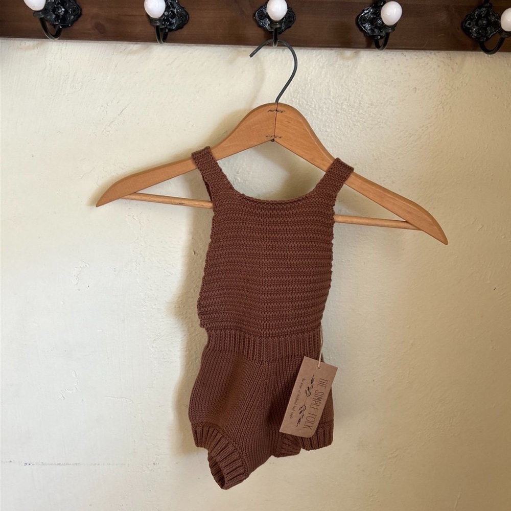 Brown Knit Baby Romper